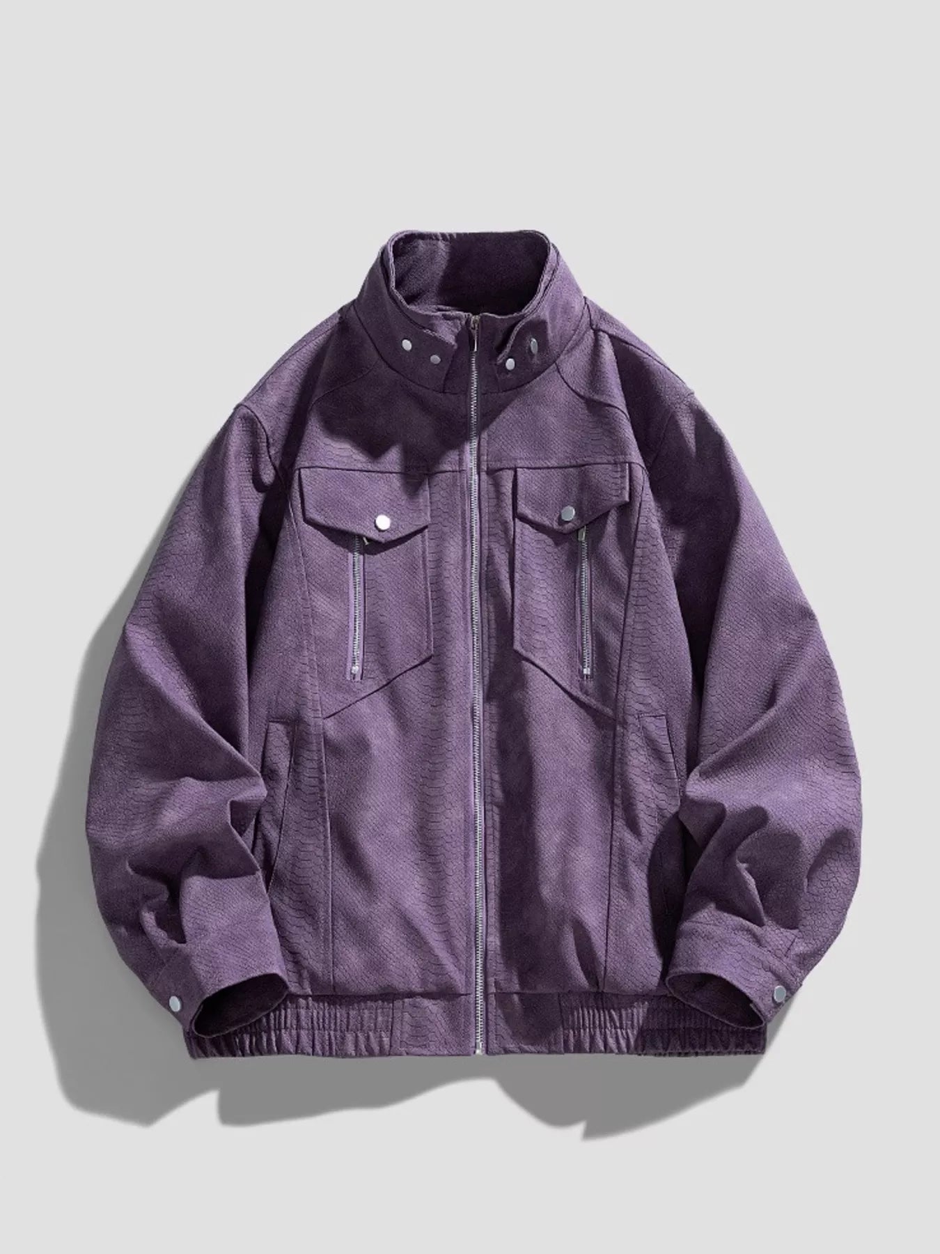 Me's Plus Size Zip Up Casual Jacket