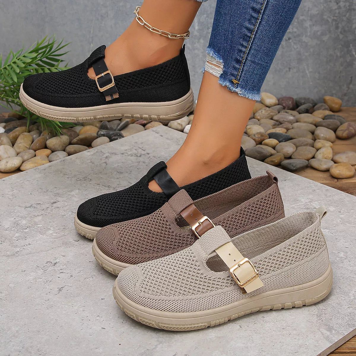 Round Toe Platform Slip-Ons