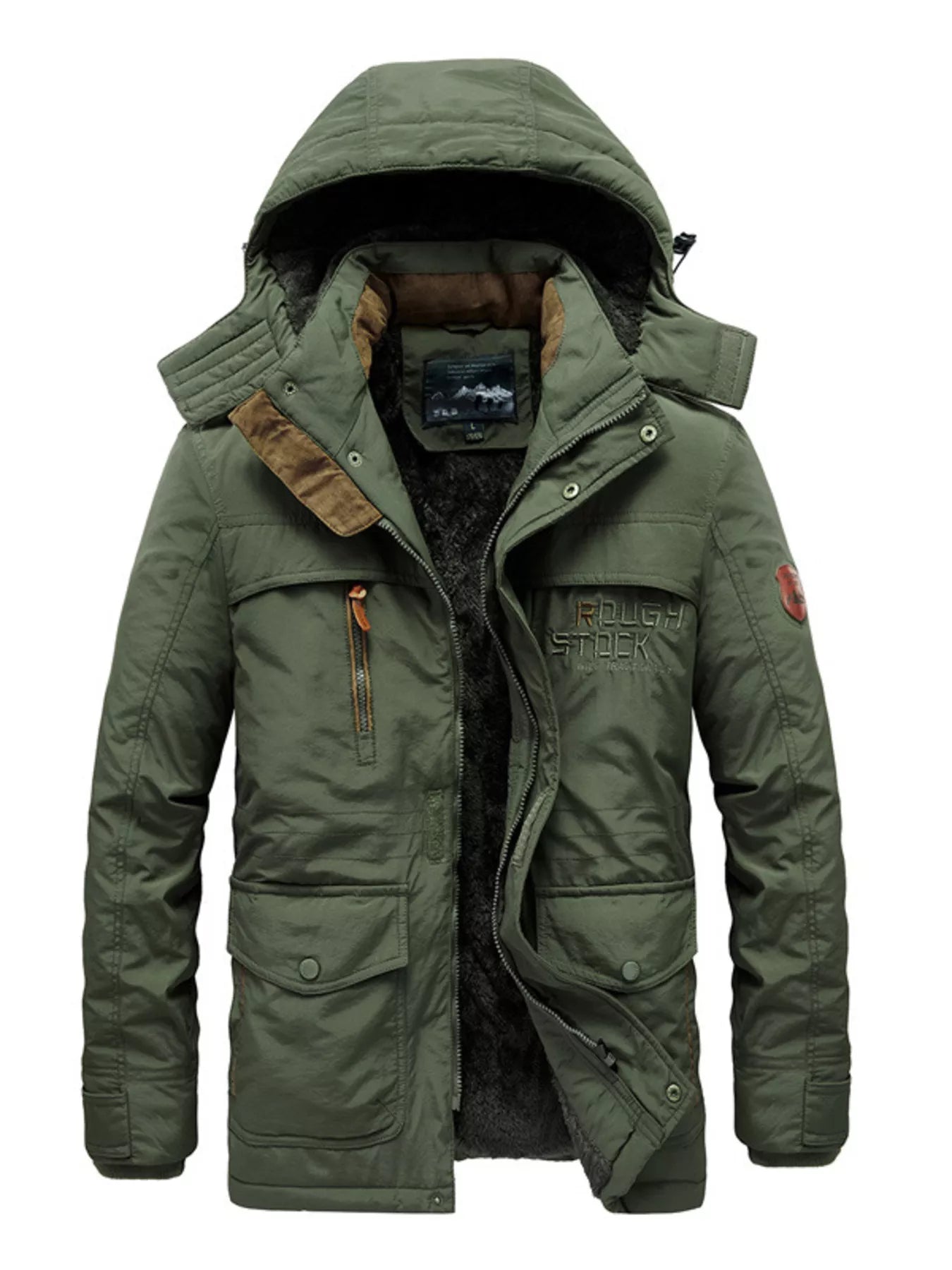 Men's Plus Size Zip Up Hooded Parka Coat