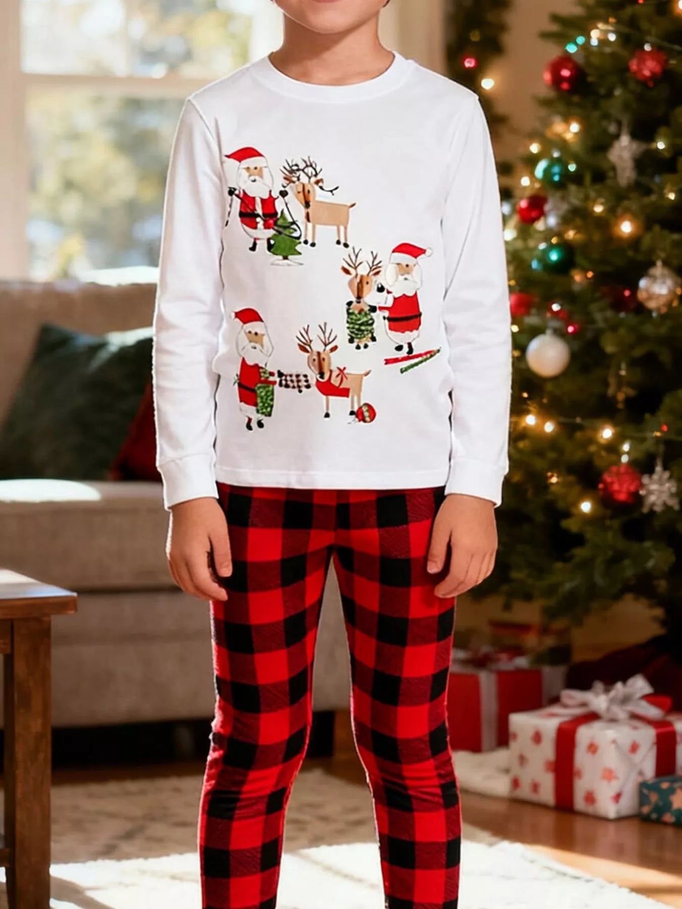 Children's Christmas Santa &amp; Reindeer Pajama Set
