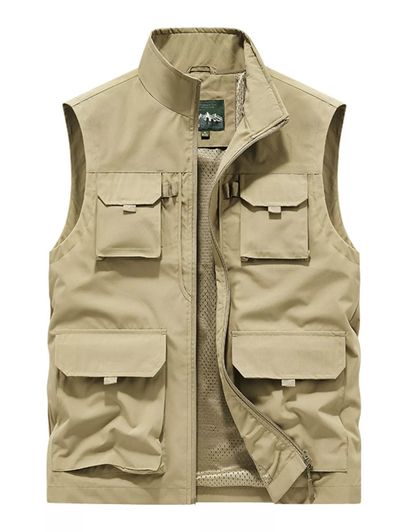Men's Plus Size Multi-Pocket Zip Up Vest Coat
