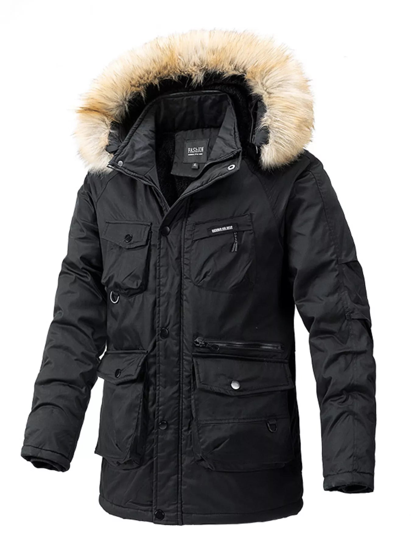 Men's Plus Size Fur Hooded Winter Parka Coat