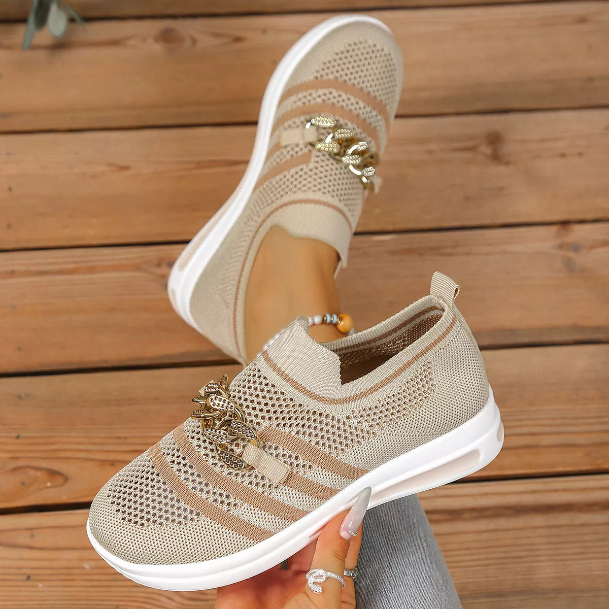 Round Toe Mesh Slip-Ons