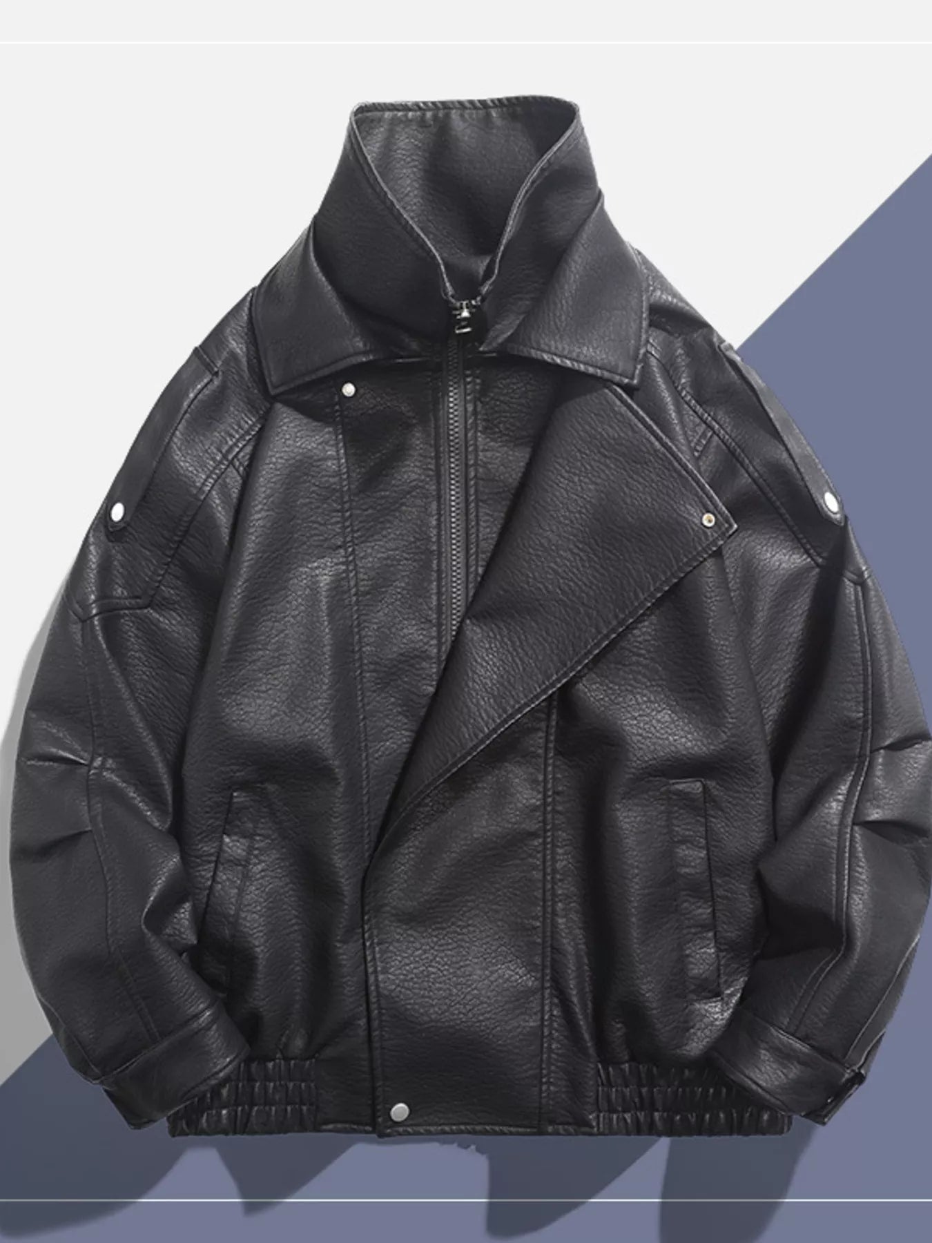 Men's Zip Up Leather Moto Jacket