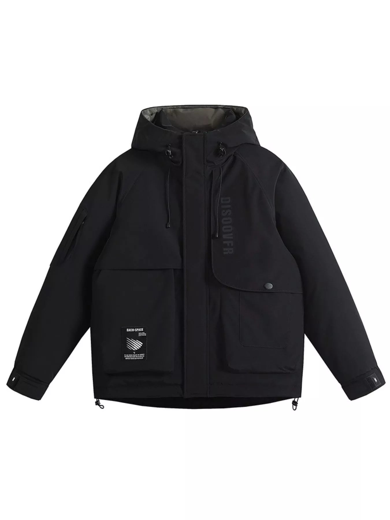 Men's Plus Size Adjustable Hooded Parka Jacket with Multiple Pockets