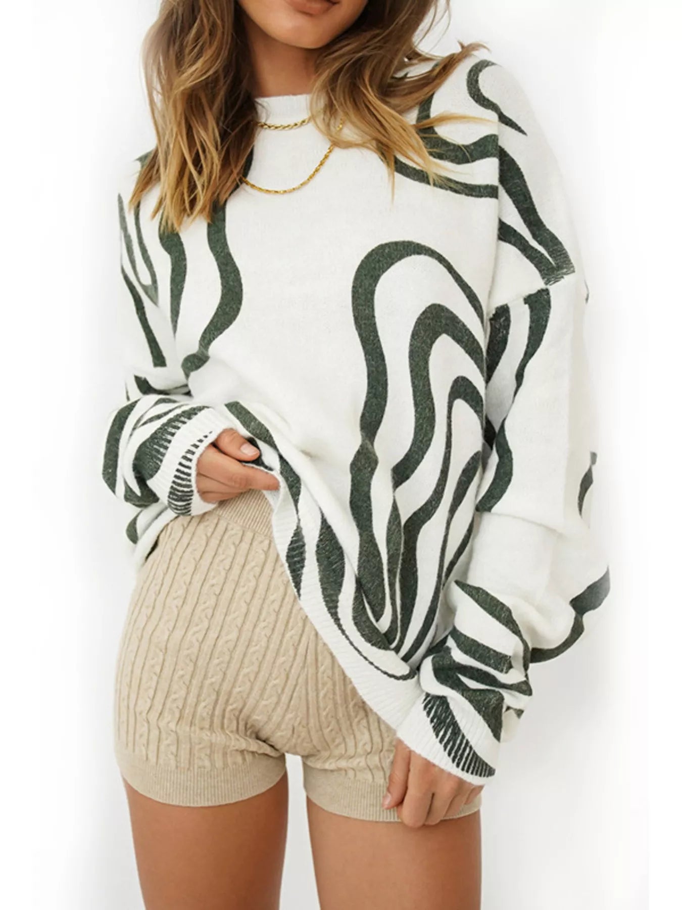Wave Pattern Oversized Sweater