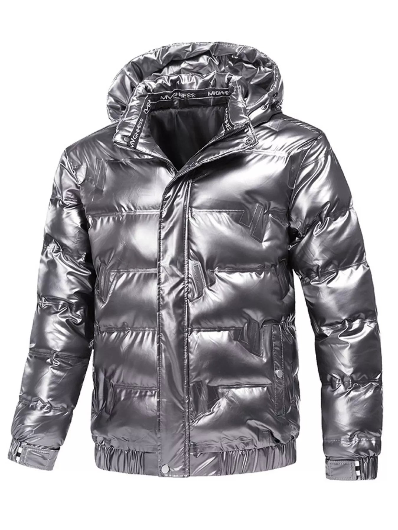 Men's Plus Size Zip Up Hooded Puffer Jacket
