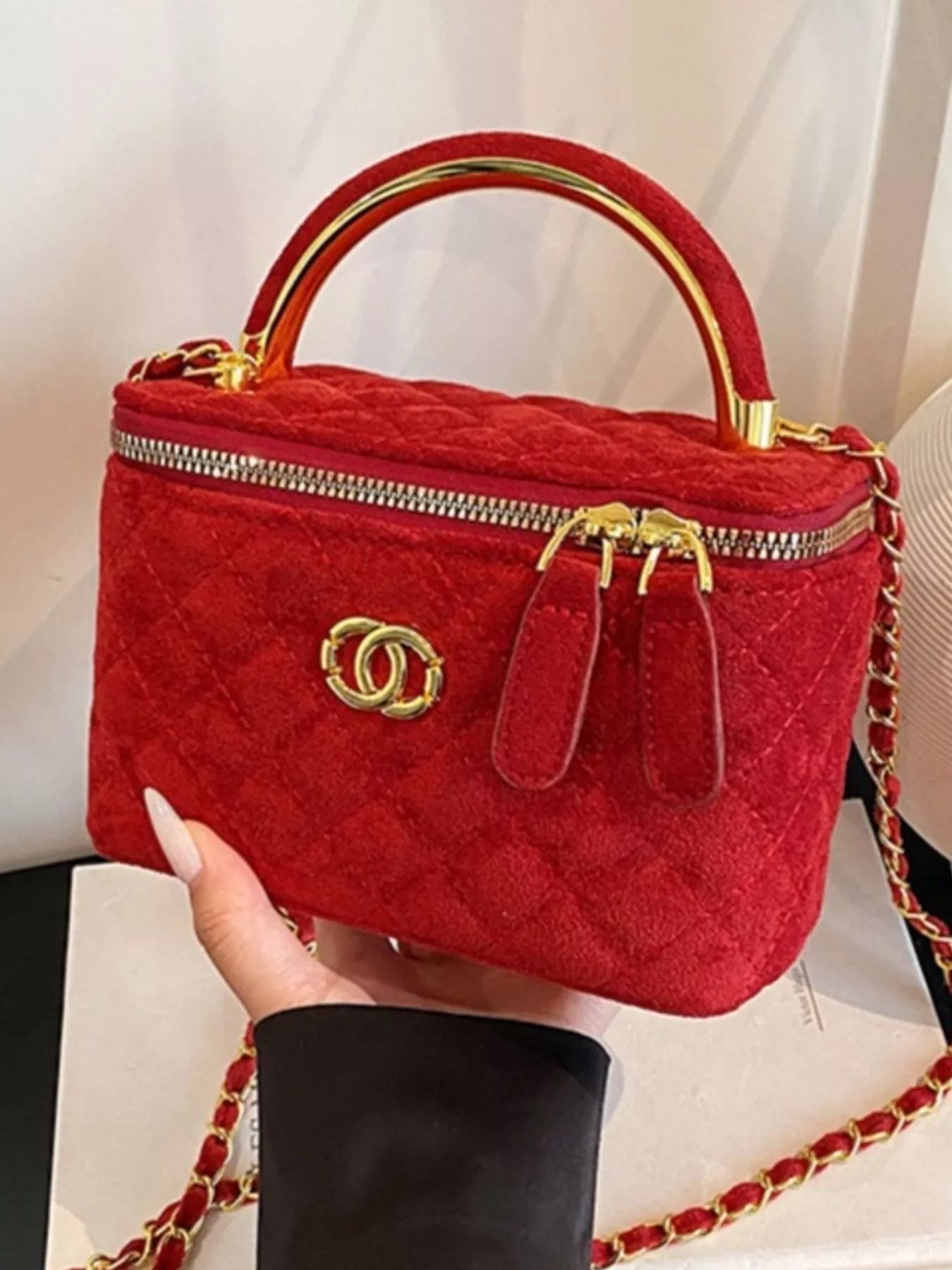 Quilted Top Handle Crossbody Bag