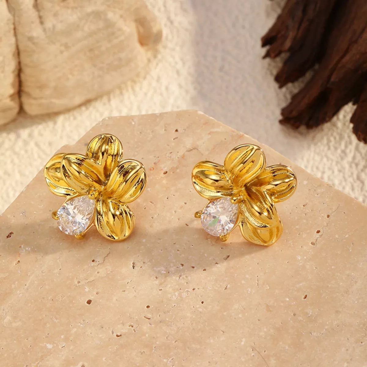 18K Gold-Plated Flower Stud Earrings