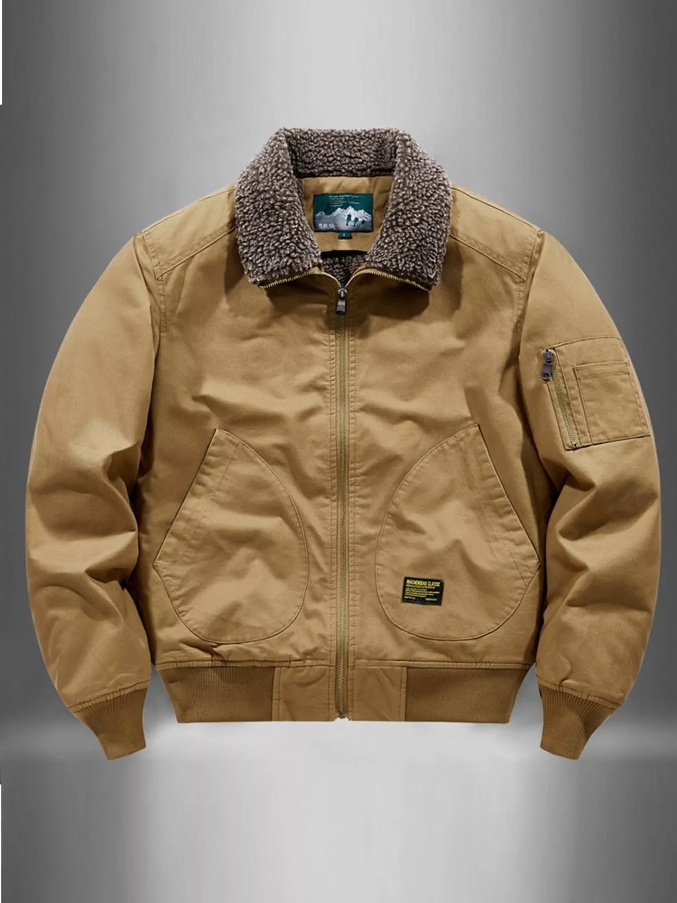 Men's Plus Size Zip Up Fur Collar Jacket