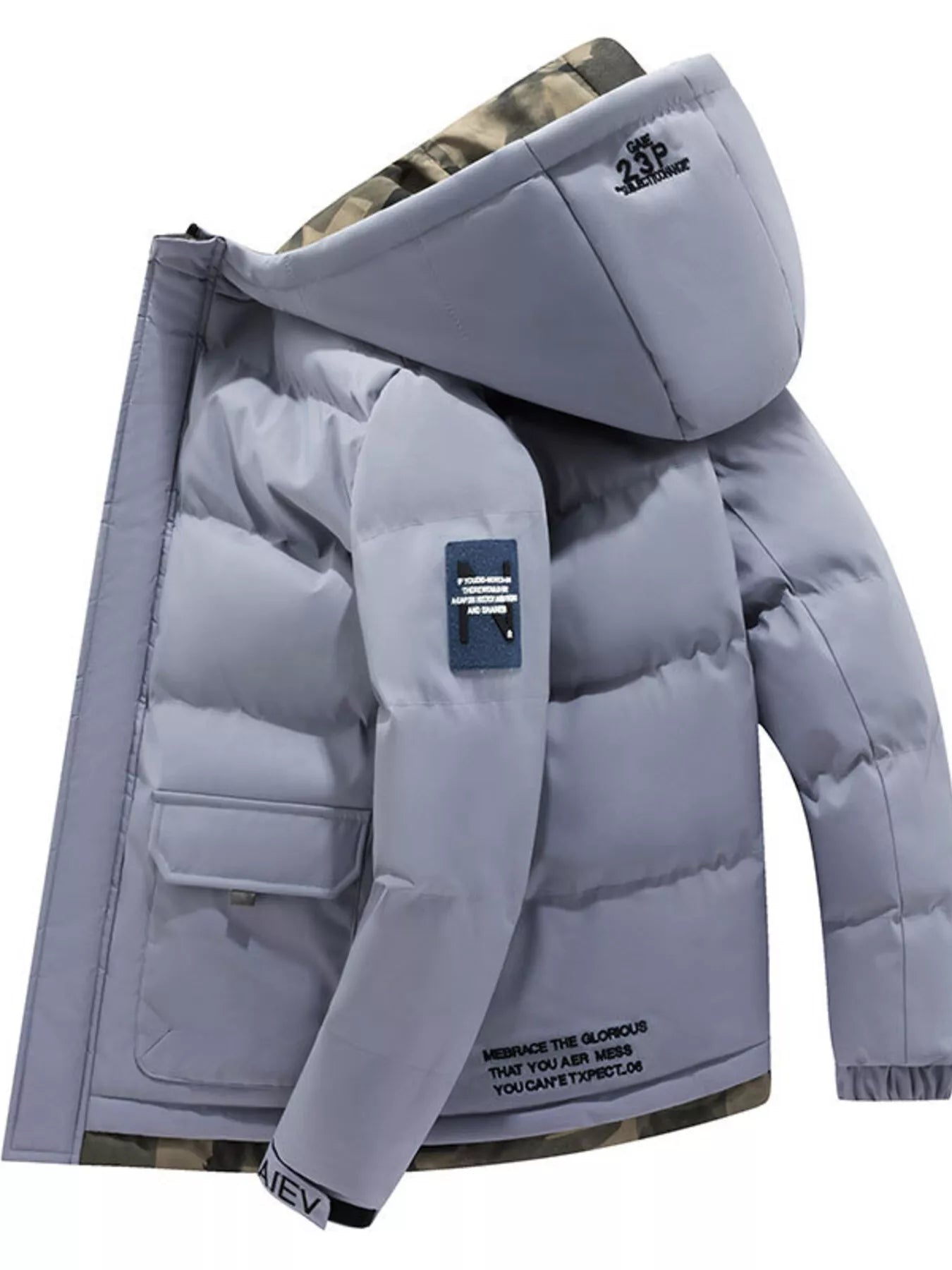 Men's Plus Size Hooded Padded Zip Up Coat