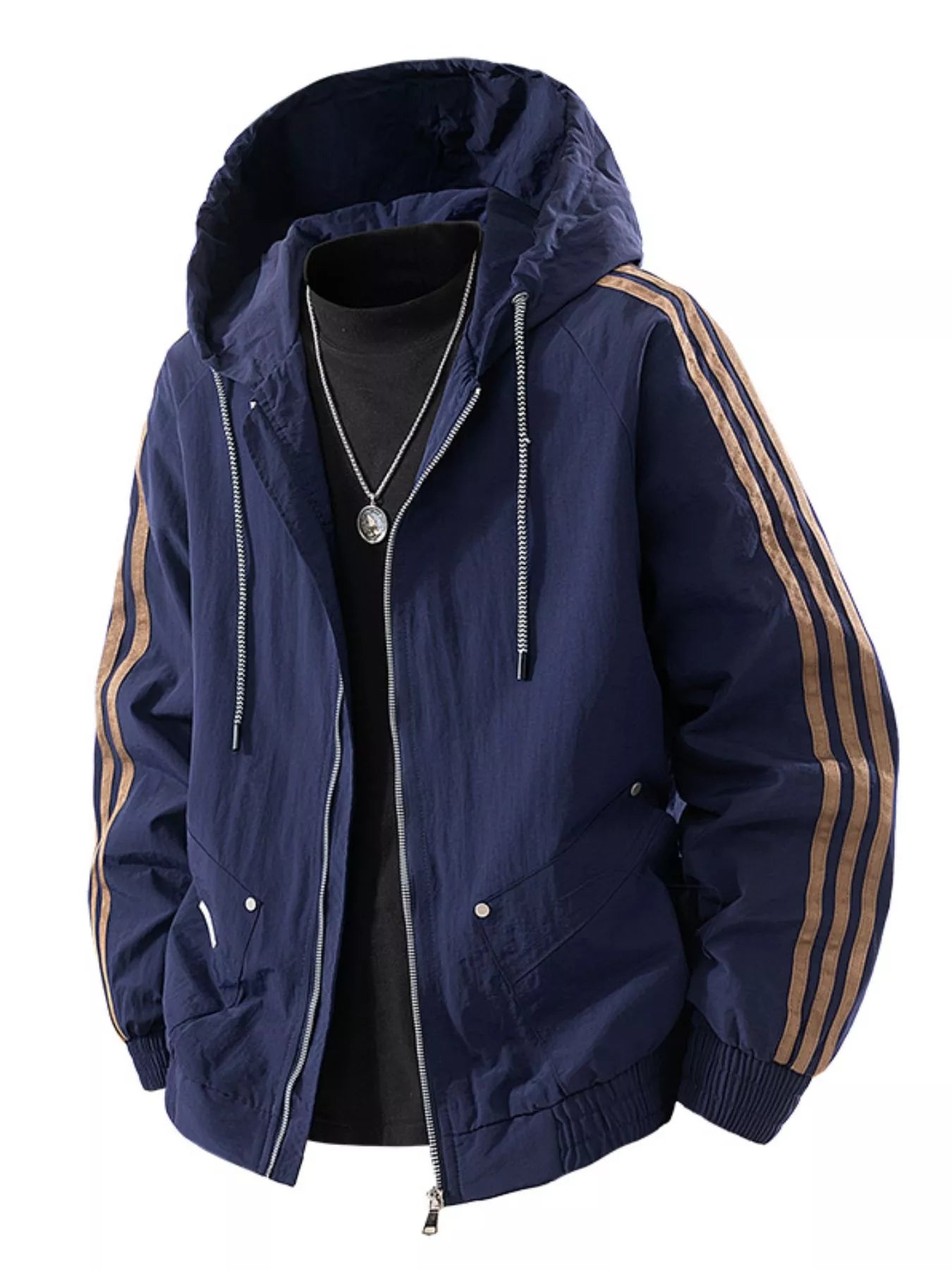 Men's Plus Size Casual Hooded Windbreaker Jacket