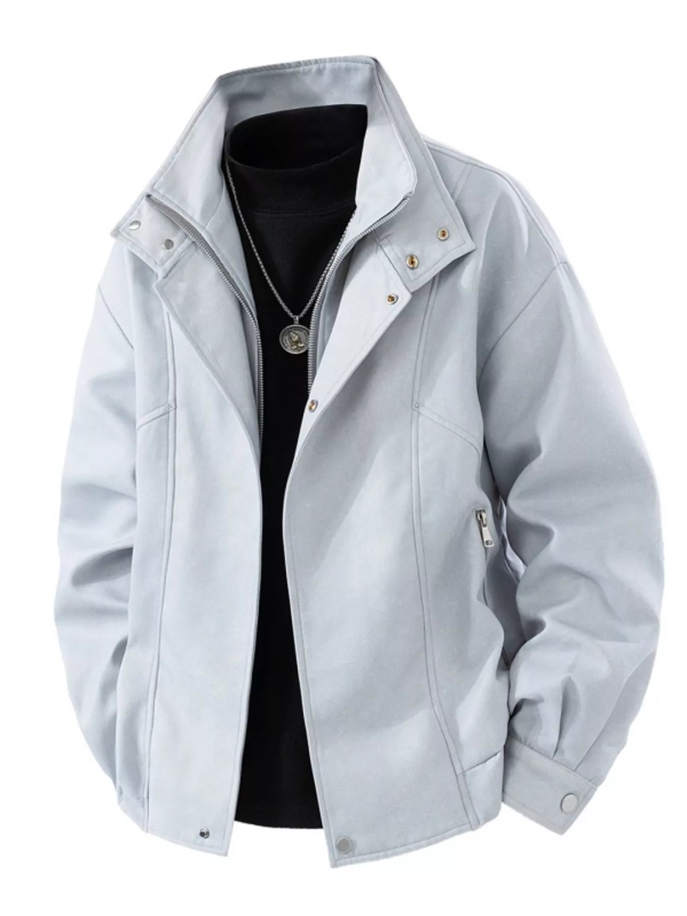 Men's Plus Size Casual Stand Collar Zipper Jacket