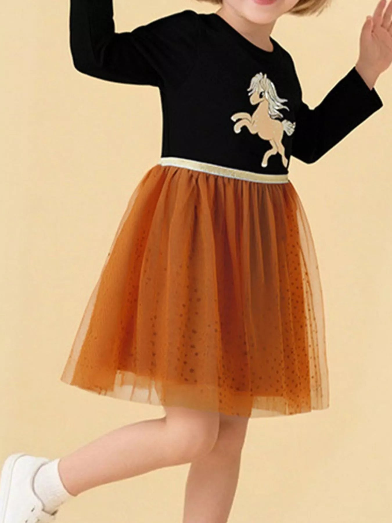 Children's Horse Long Sleeve Tulle Dress