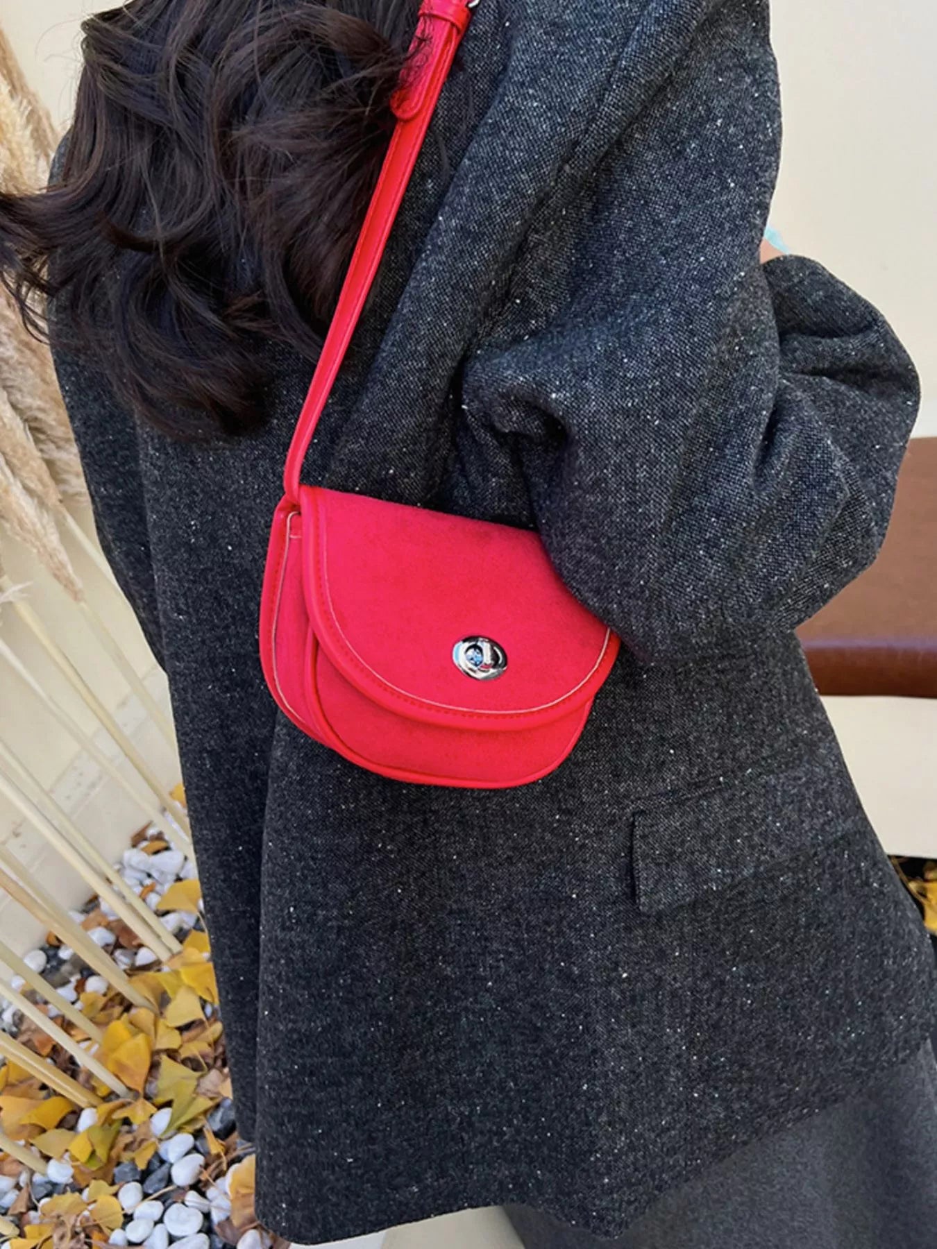 Suede Flap Crossbody Bag