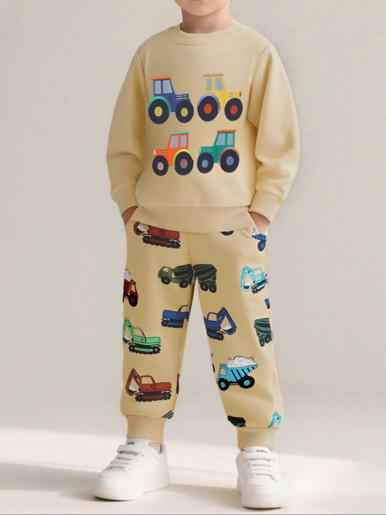 Children's Tractor Embroidered Crew Neck Sweatshirt