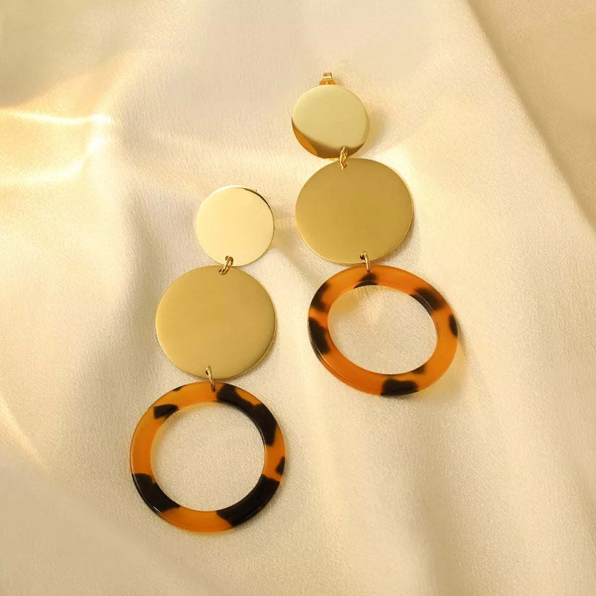 18K Gold-Plated Geometric Circle Dangle Earrings