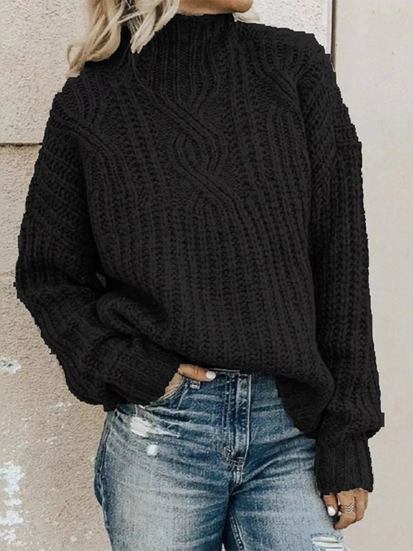 Full Size Turtleneck Long Sleeve Sweater Plus Size