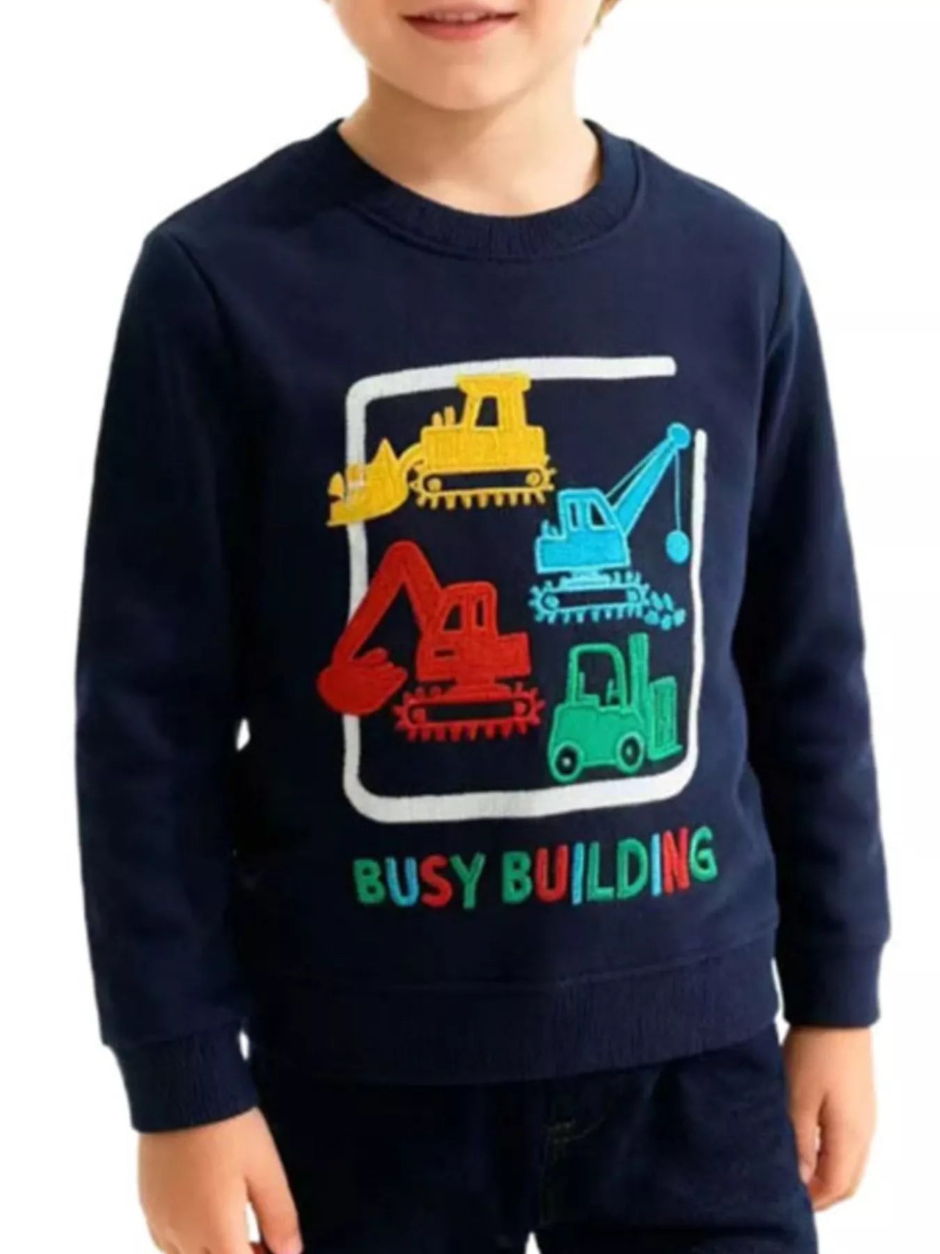 Children's Construction Vehicle Crew Neck Sweatshirt