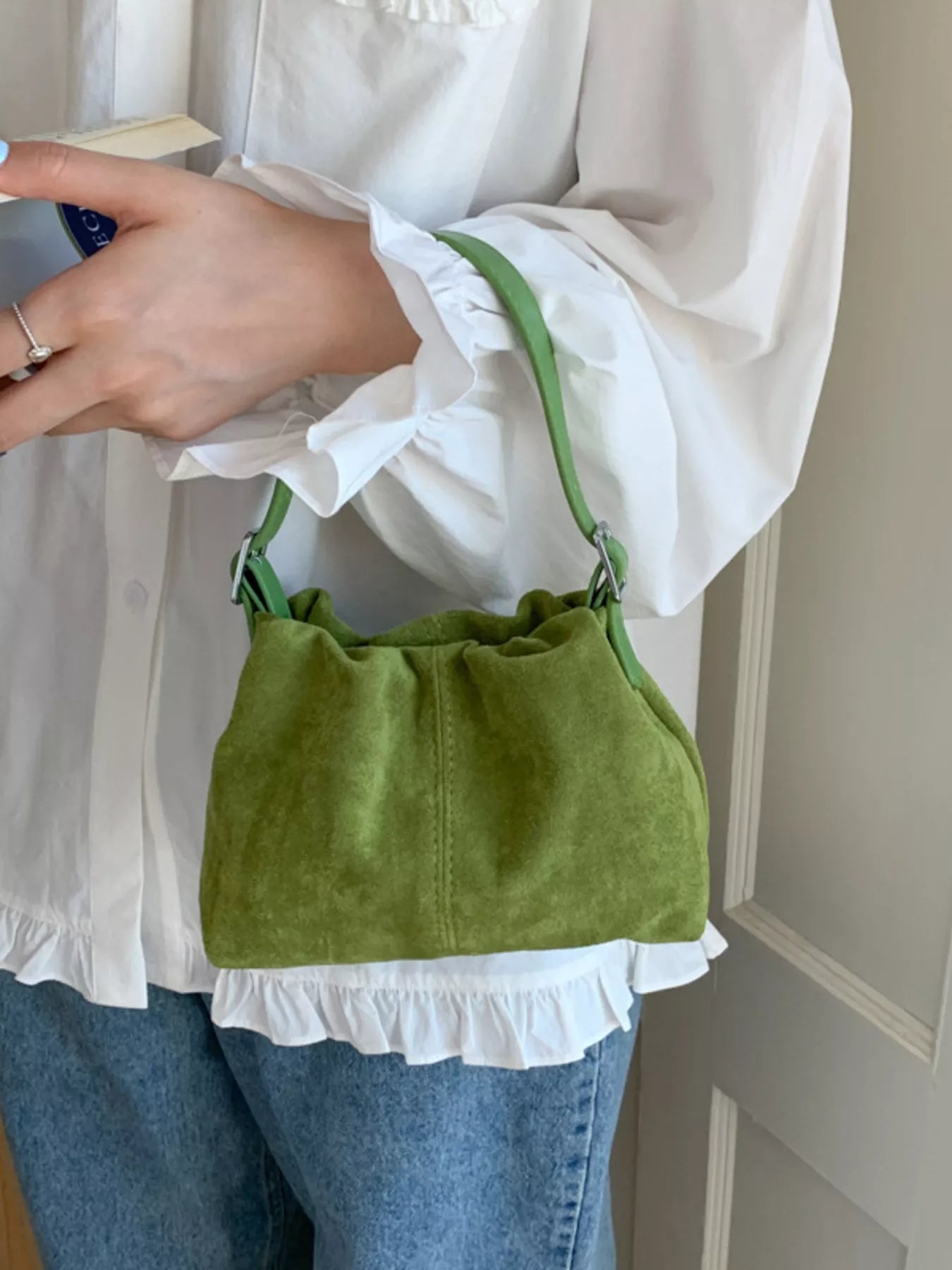 Suede Adjustable Strap Crossbody Bag