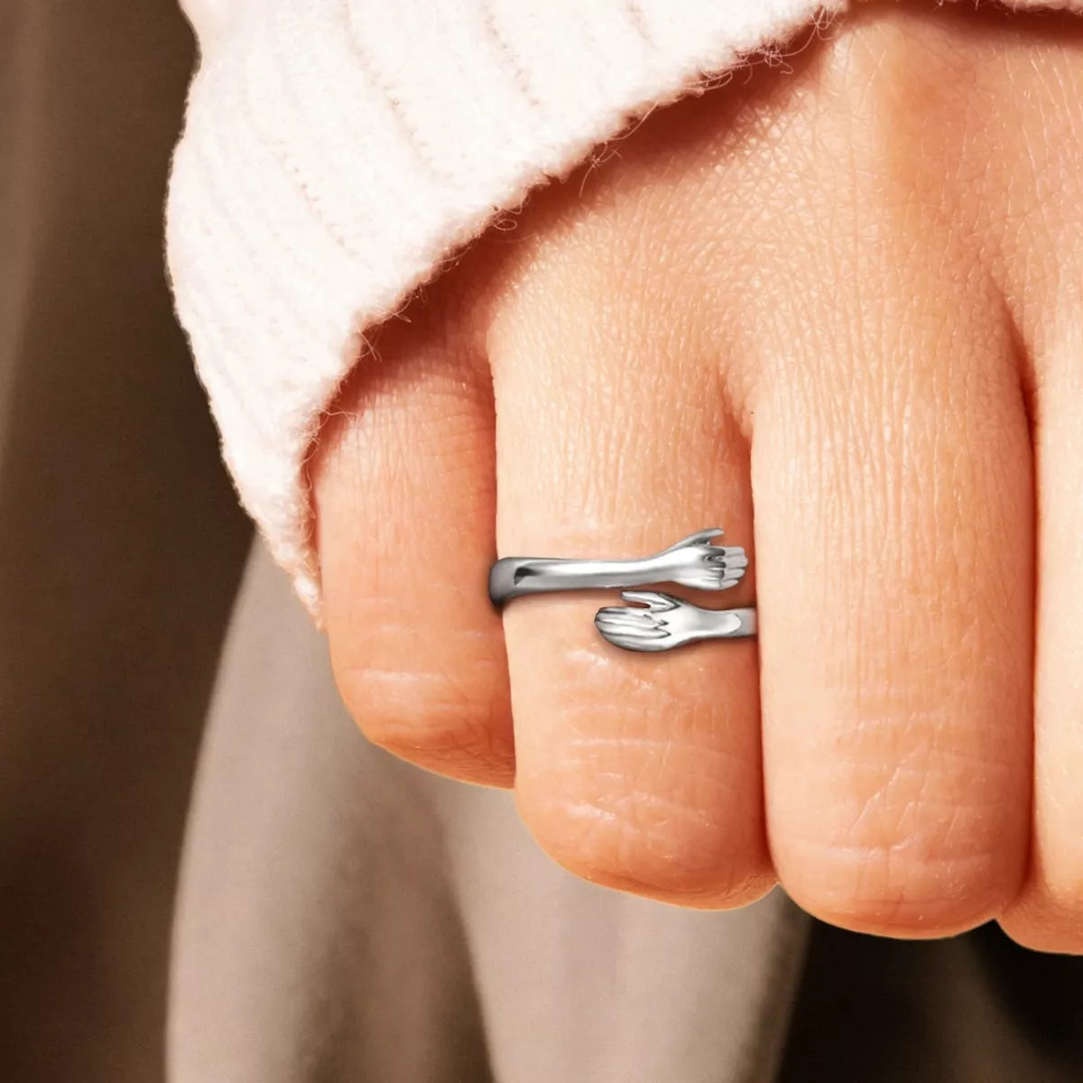 925 Sterling Silver Hug Bypass Ring