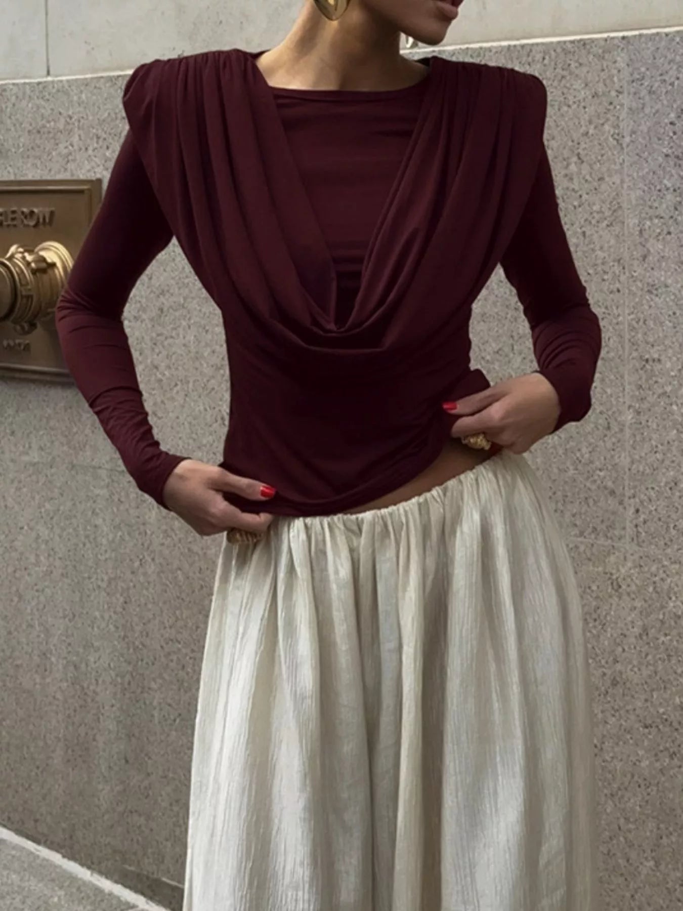 Ruched Long Sleeve T-Shirt