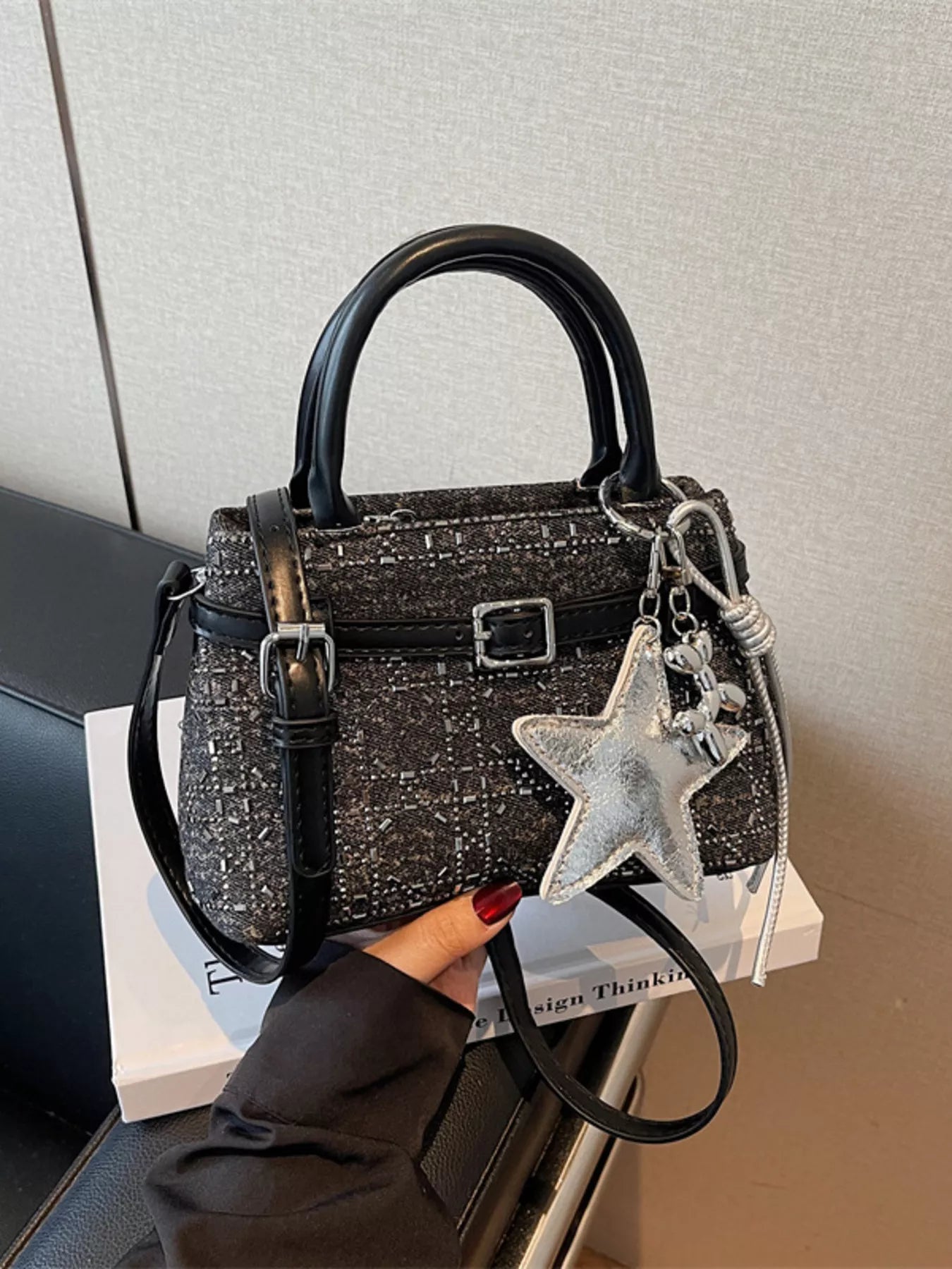 Texture Star Charm Crossbody Bag