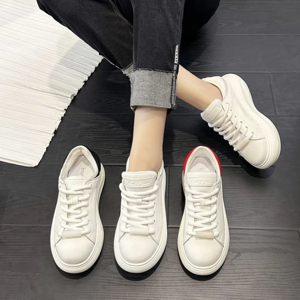 Lace Up Round Toe Platform Sneakers