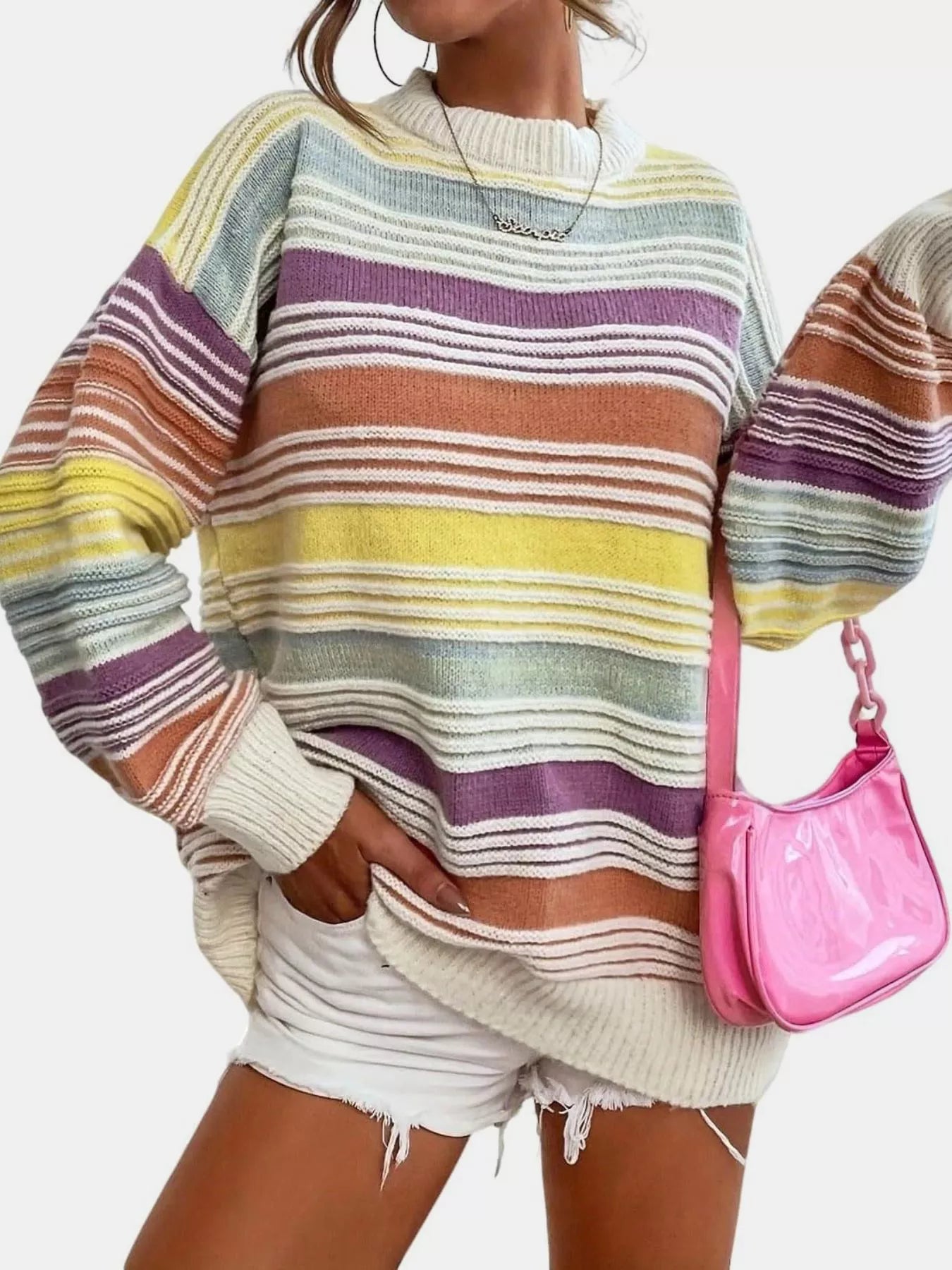 Striped Knit Long Sleeve Sweater