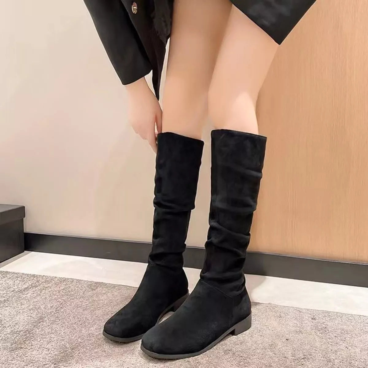 Round Toe Block Heels Boots