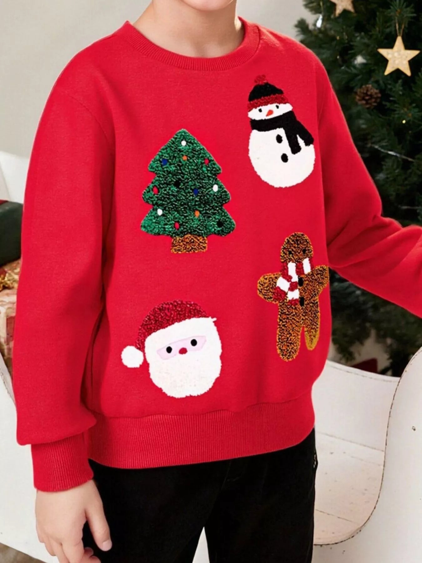 Children's Christmas Character Round Neck Sweatshirt