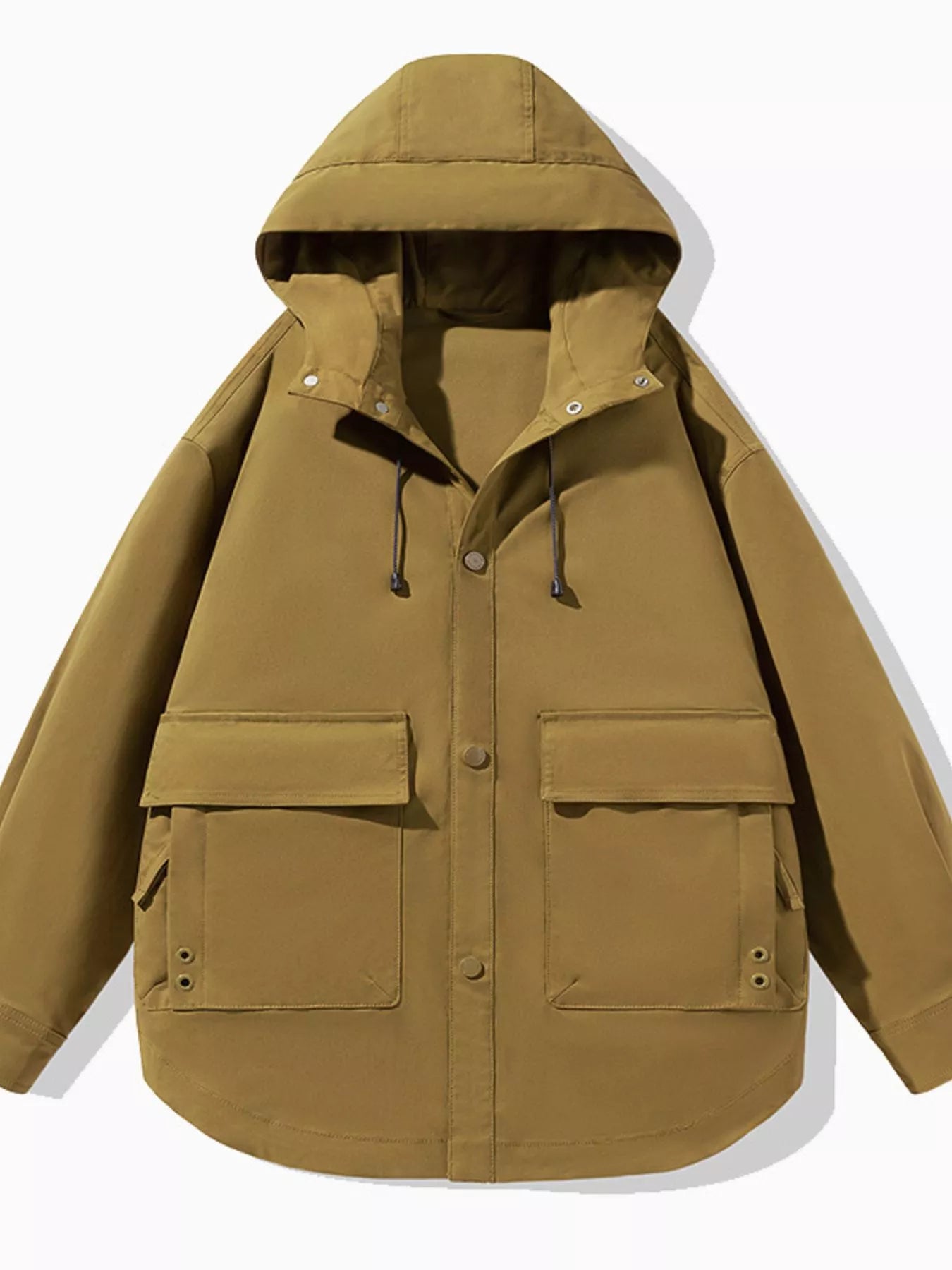 Men's Plus Size Snap Down Hooded Jacket