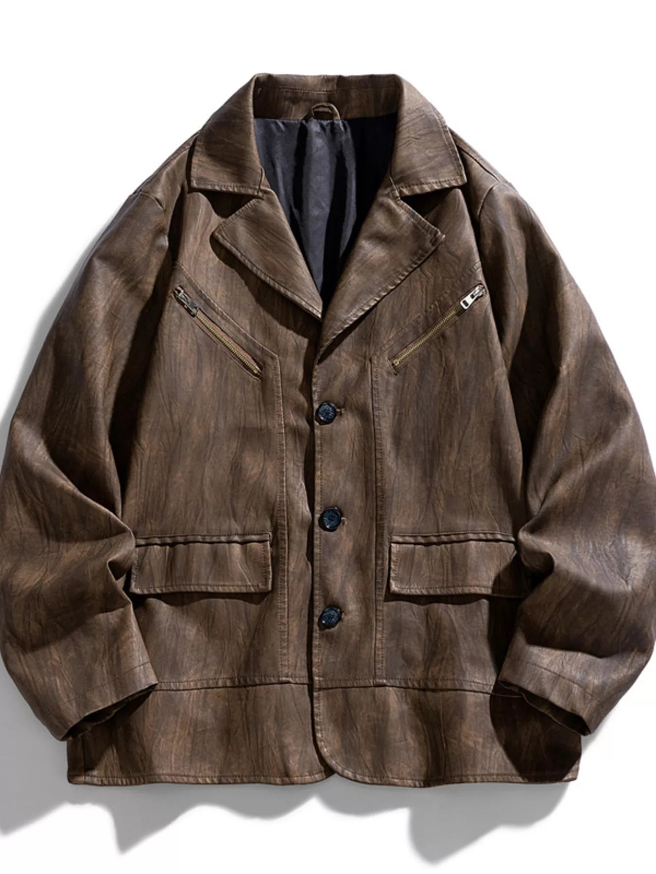 Men's Plus Size Button Up Long Sleeve Jacket