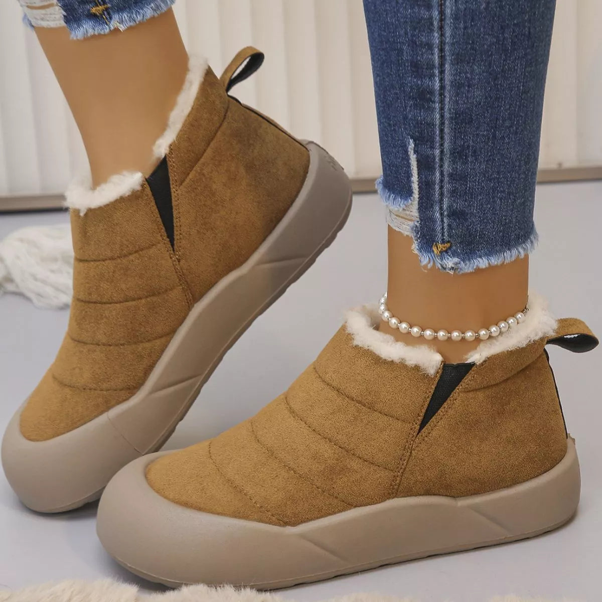 Warm Plush Lined Ankle Boots