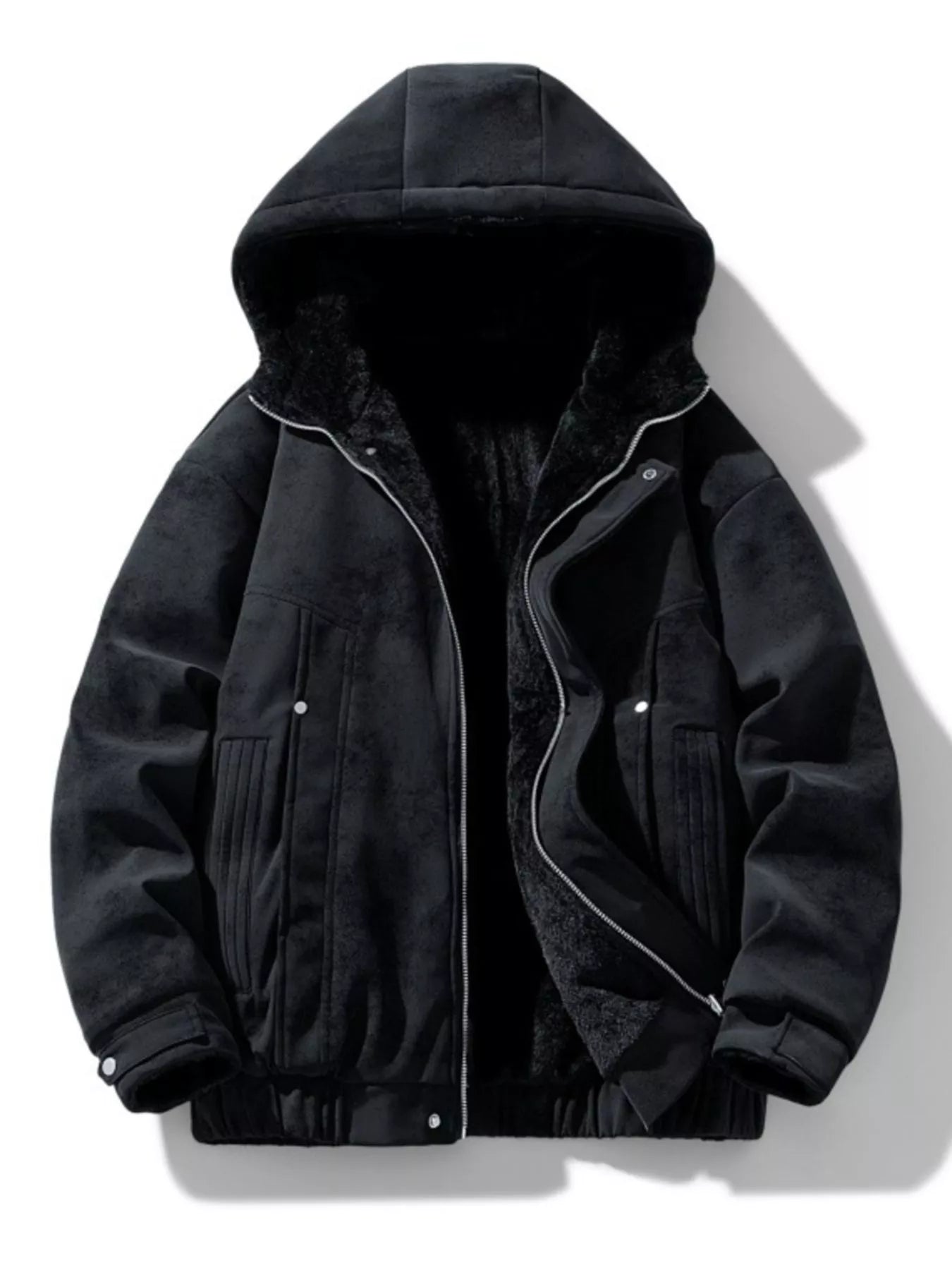 Men's Plus Size Hooded Fleece Lined Winter Jacket