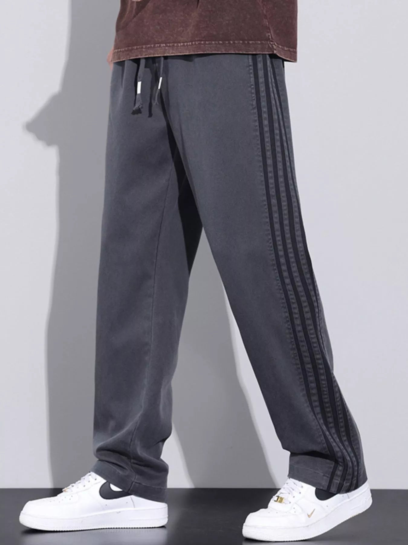 Men's Plus Size Casual Loose Fit Stripes Pants
