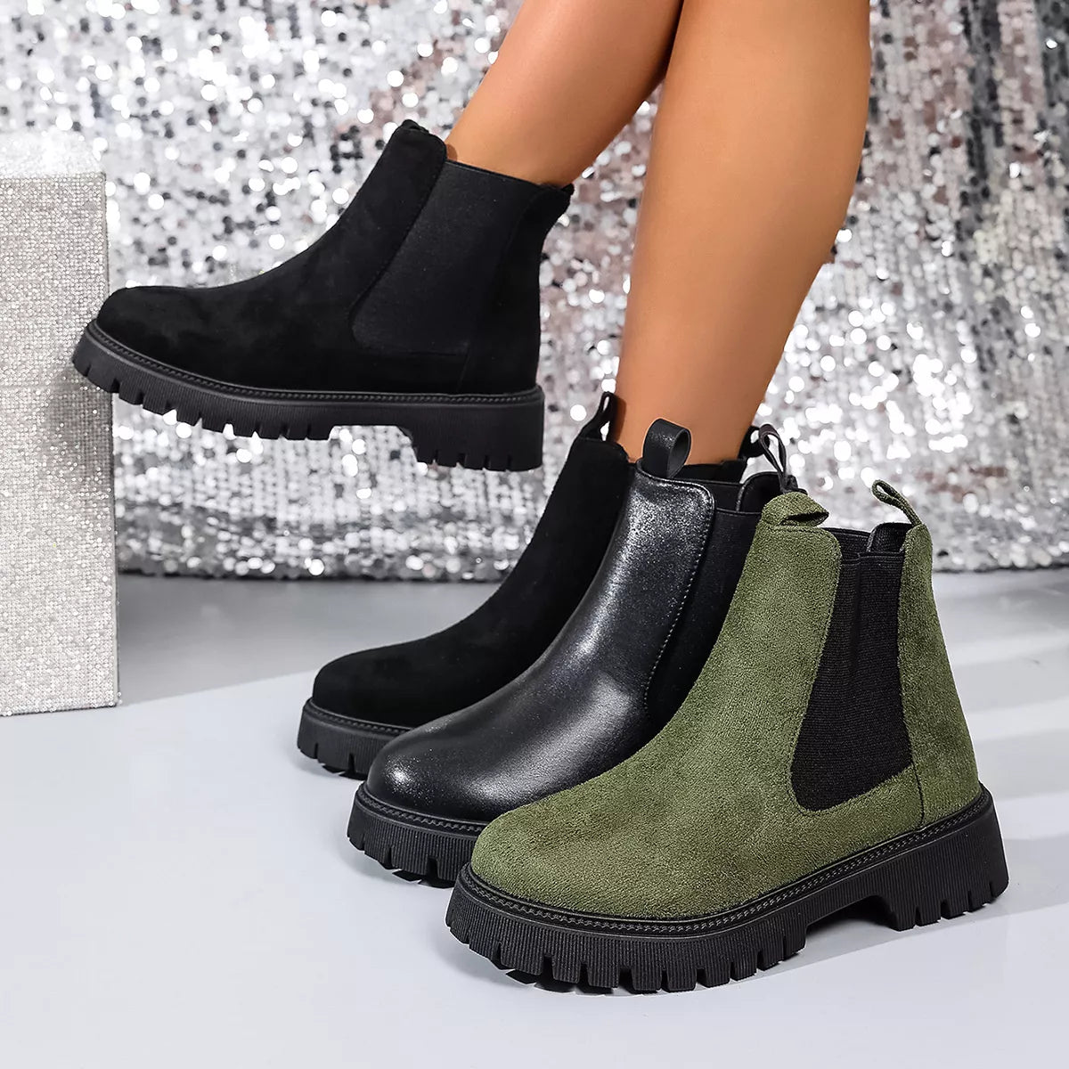Elastic Side Panels Ankle Boots