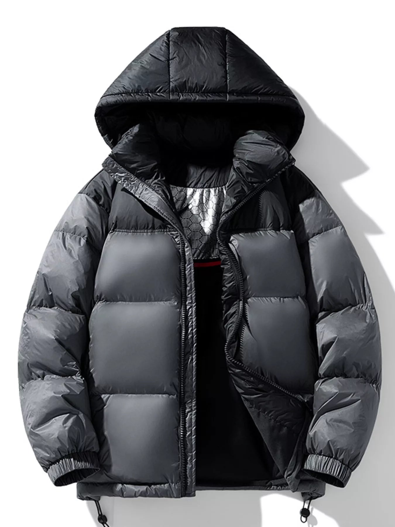 Men's Full Size Hooded Padded Puffer Jacket Plus Size