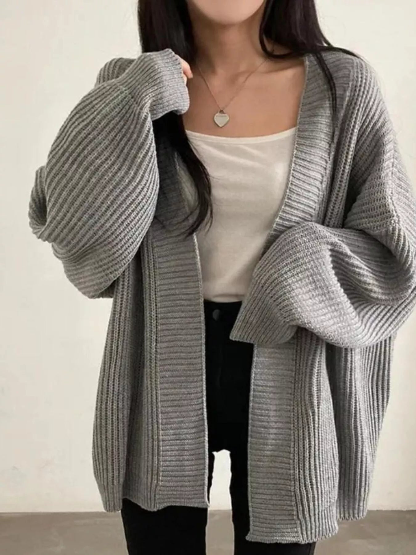 Open Front Oversized Knit Cardigan