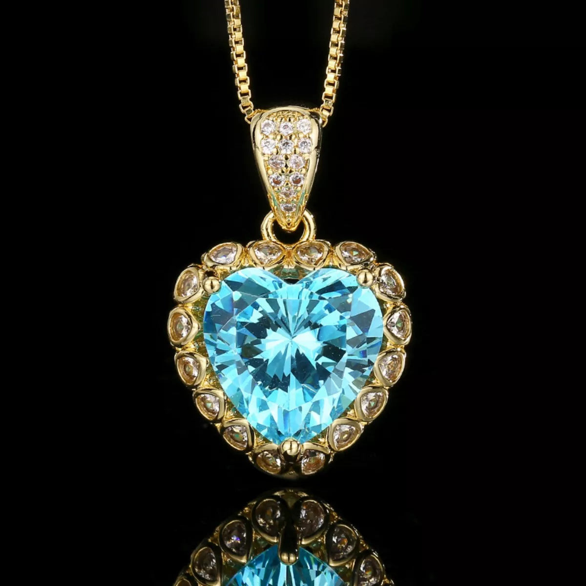 Heart-Shaped Aquamarine Pendant Necklace