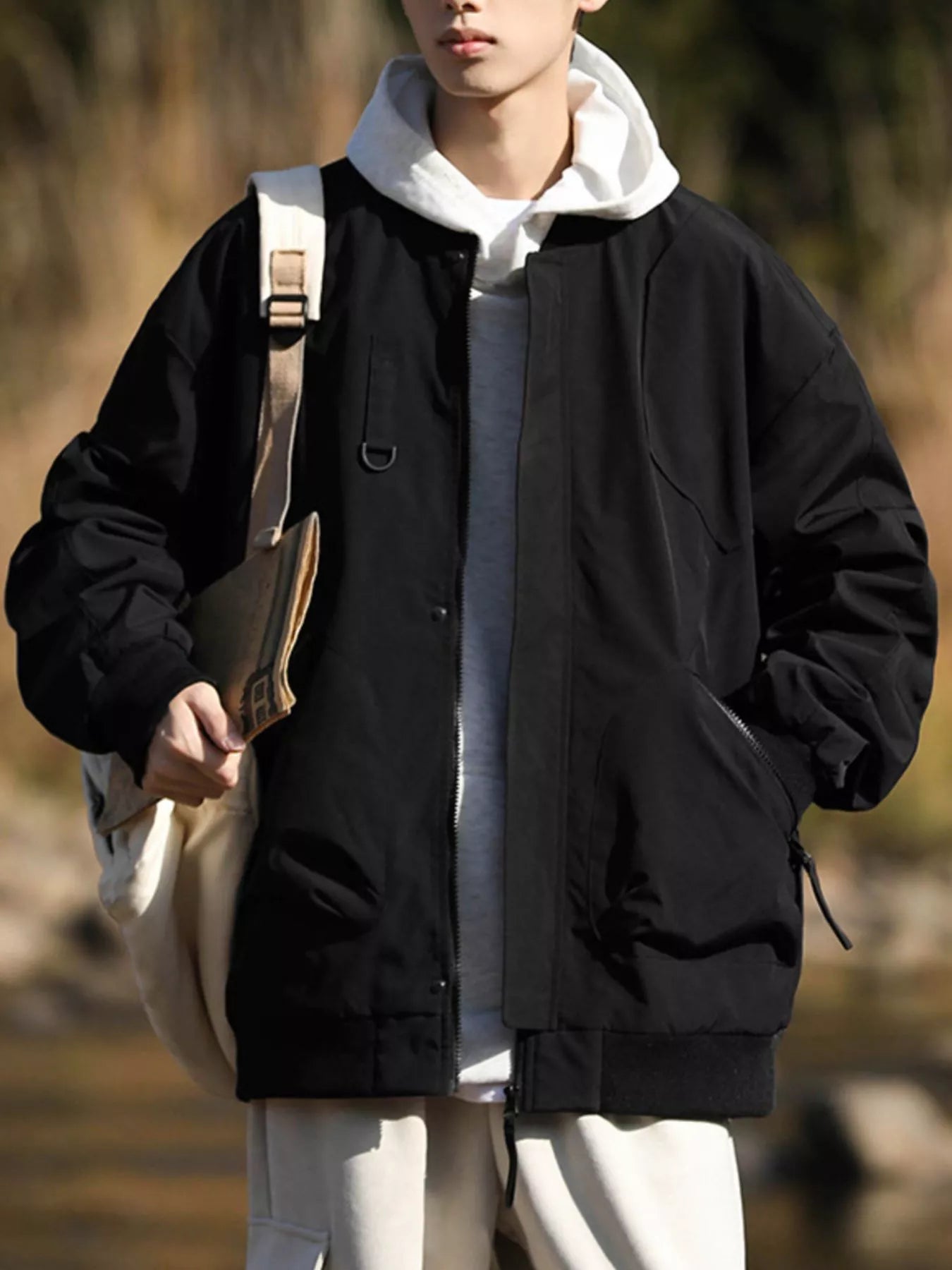 Men's Plus Size Casual Loose Fit Zip Up Jacket