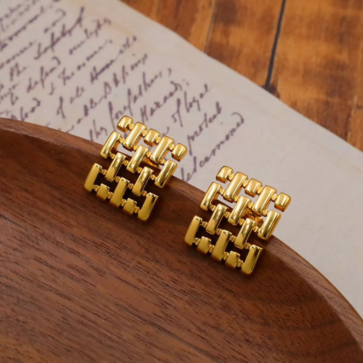 18K Gold-Plated Geometric Stud Earrings