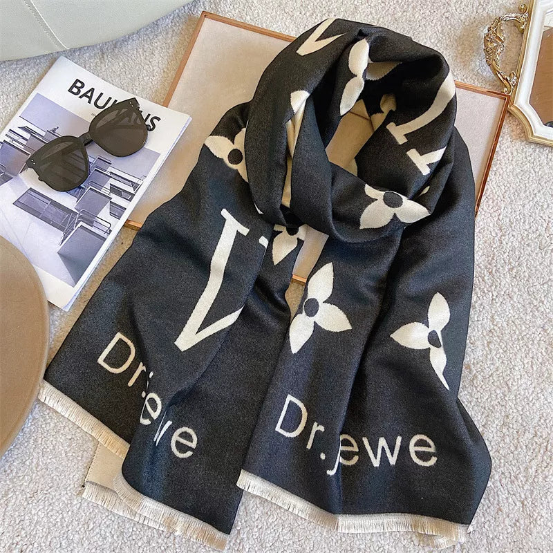 Letter Raw Hem Scarf