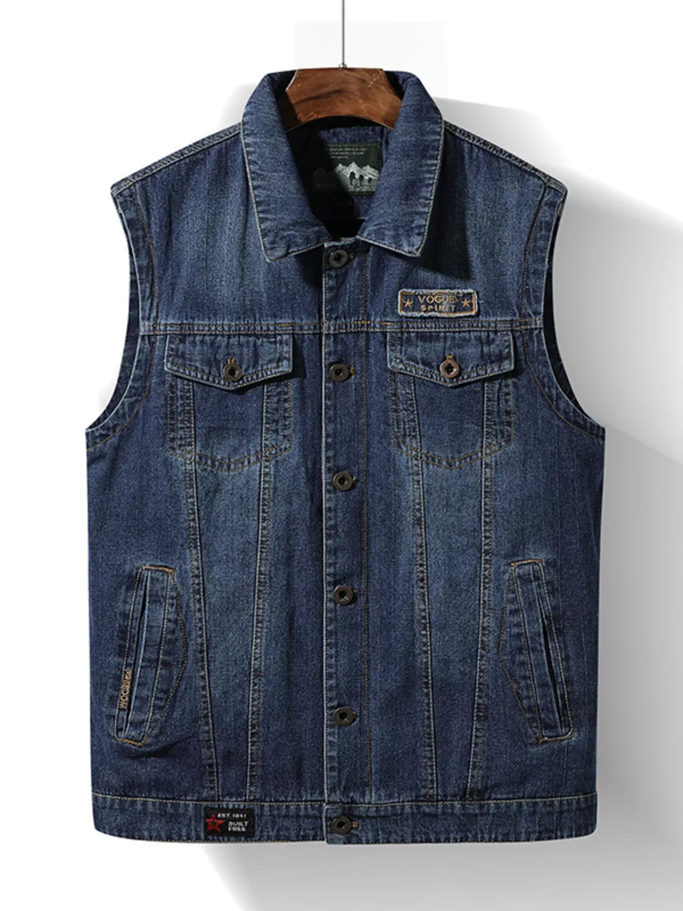 Men's Plus Size Button Up Denim Vest