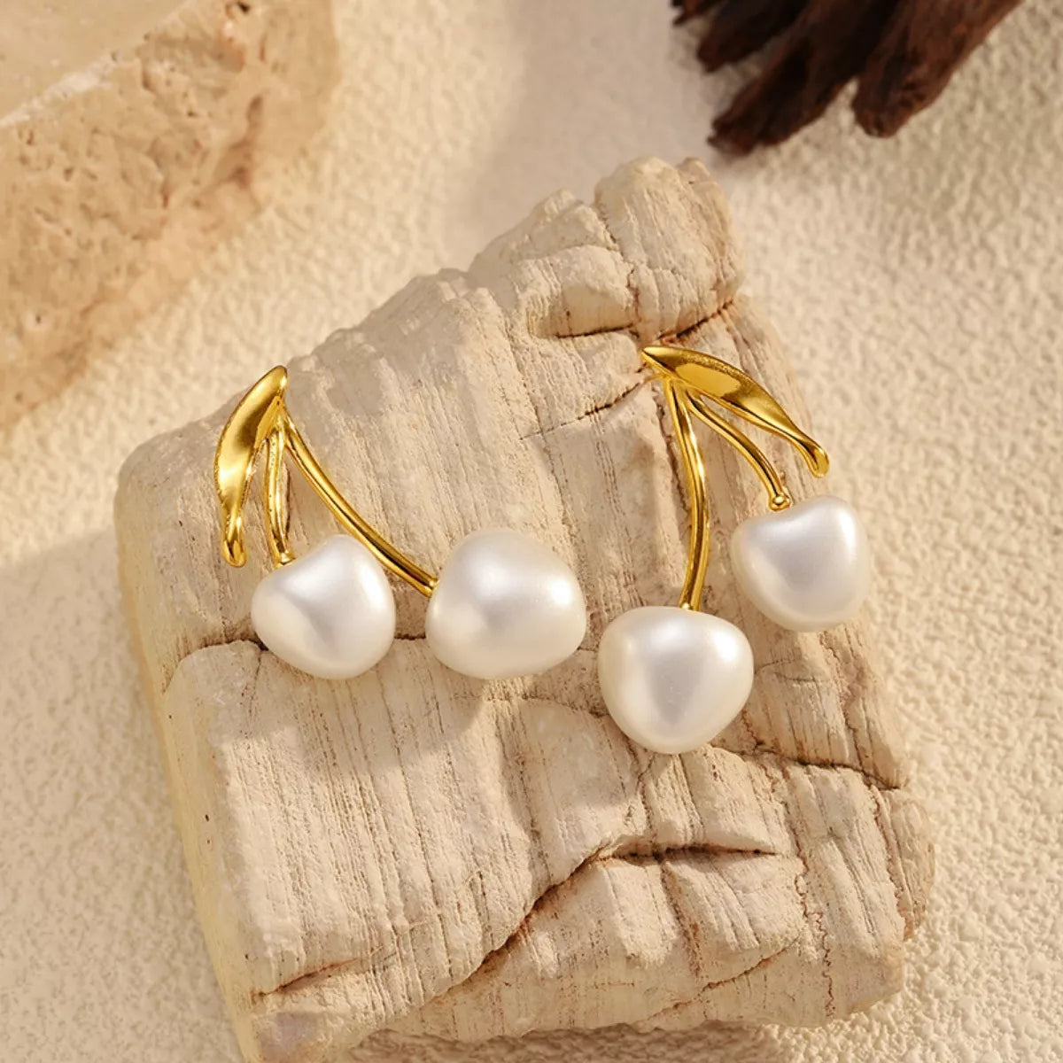Pearl Cherry Drop Earrings