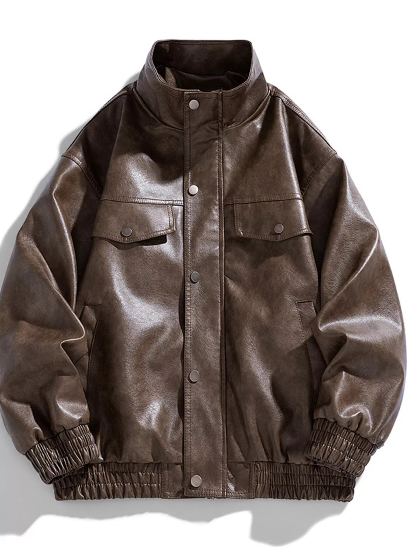 Men's Plus Size Leather Bomber Jacket
