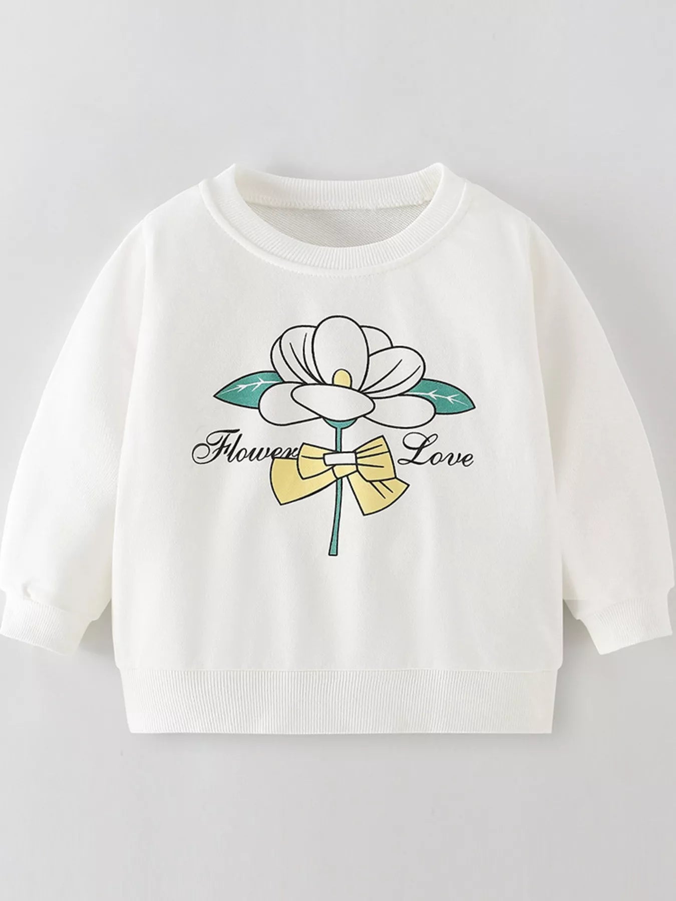 Children's Flower Graphic Crew Neck Sweatshirt