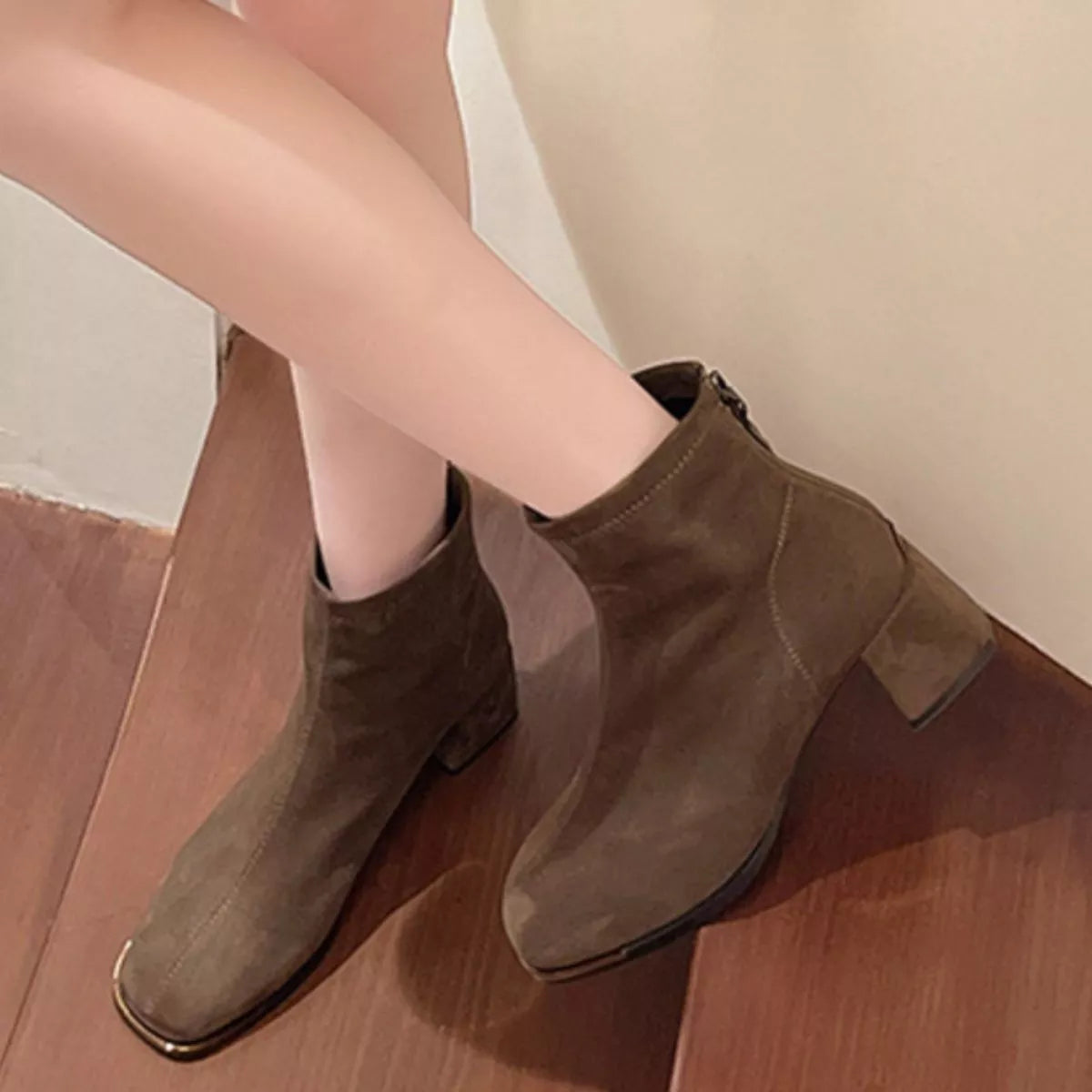 Square Toe Block Heels Boots