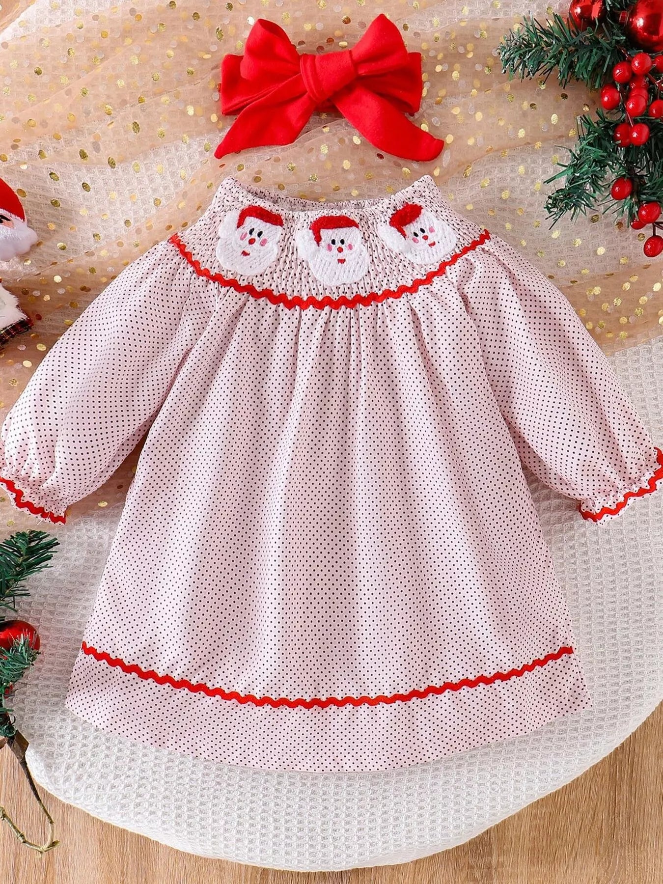 Children's Christmas Santa Embroidered Dress
