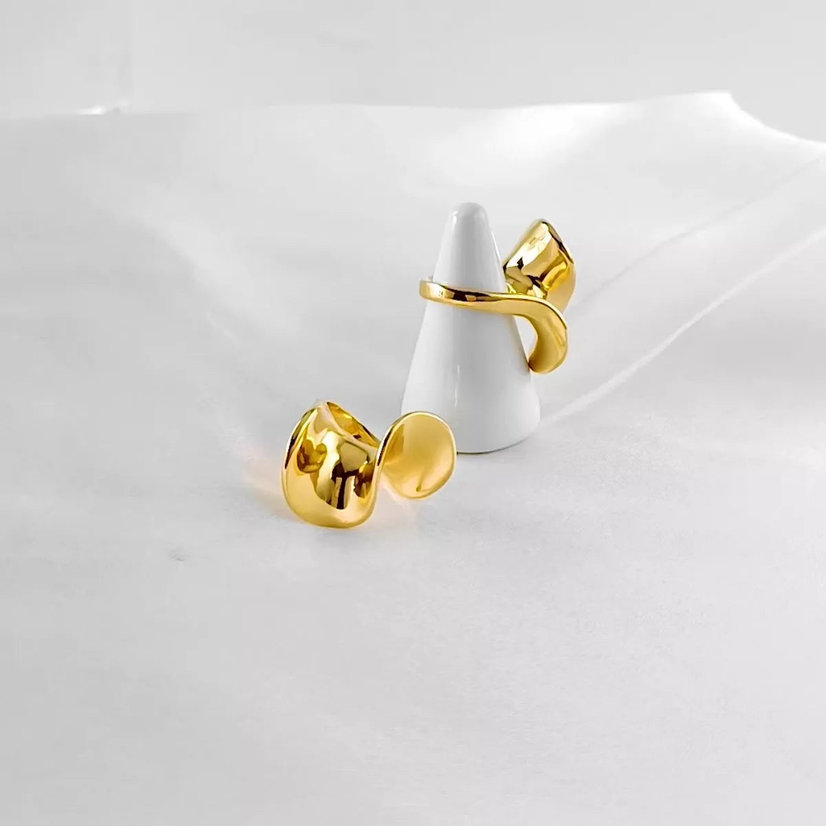 18K Gold-Plated Copper Geometric Sculptural Ring